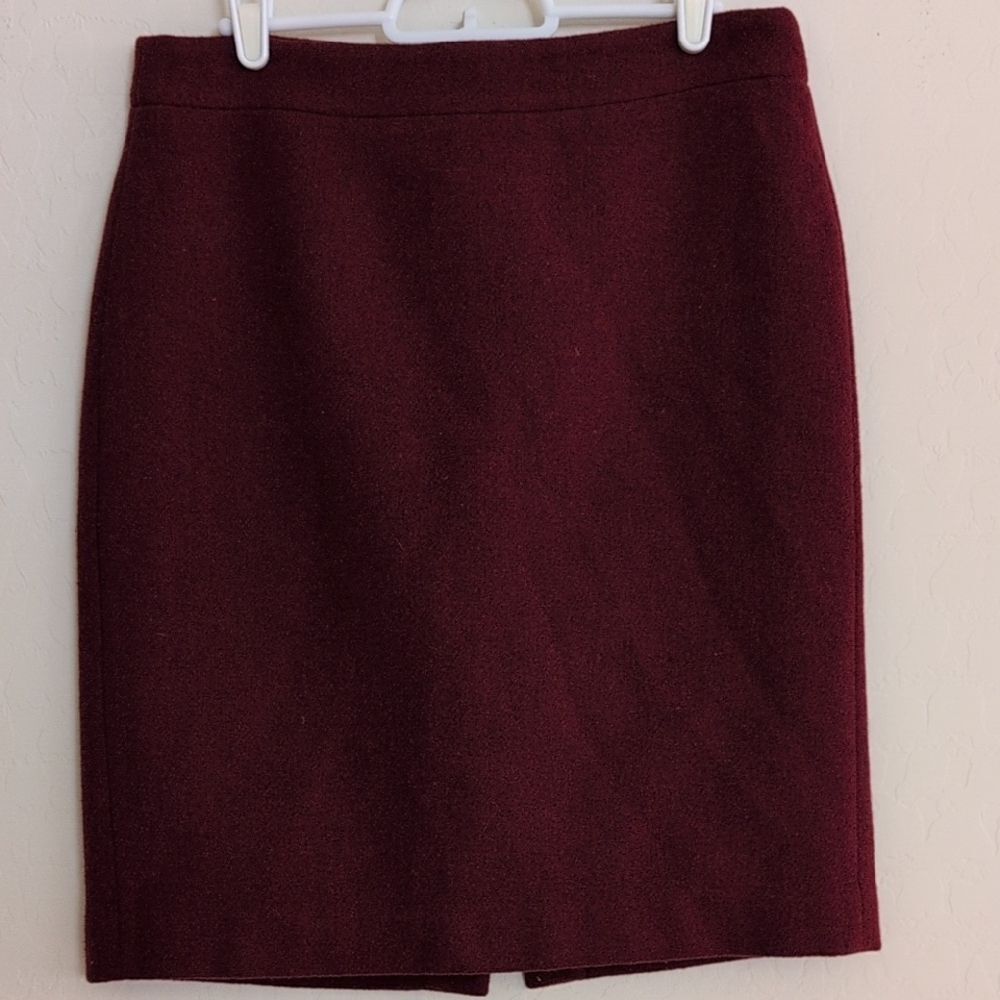 J. Crew Wool Blend Burgundy Pencil Skirt Mercantile - Size 4